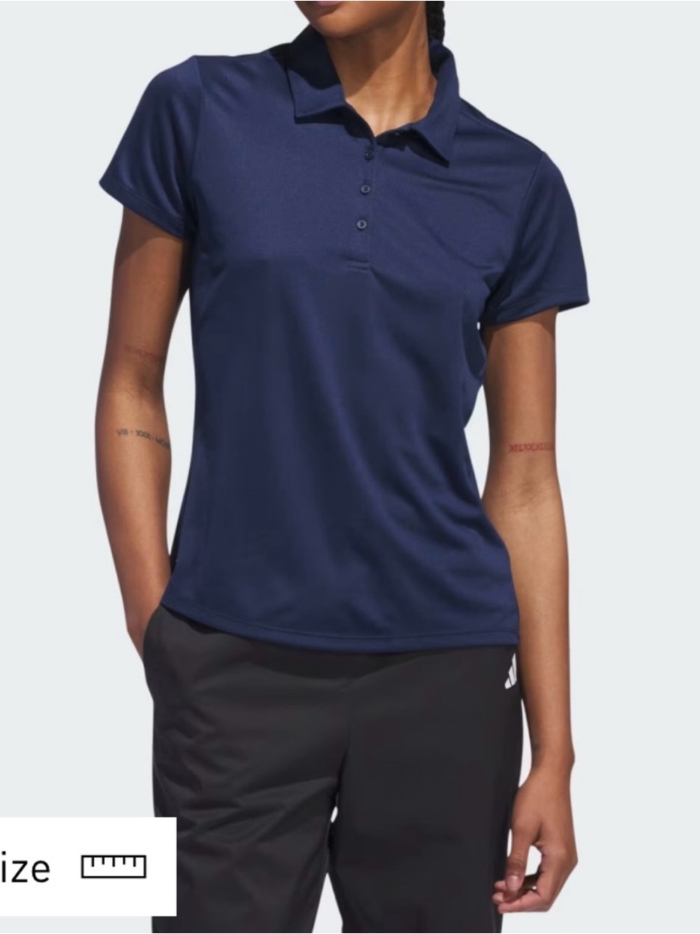adidas Navy Short-Sleeve Button-Down Polo